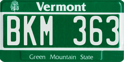 VT license plate BKM363