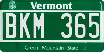 VT license plate BKM365
