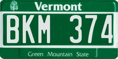 VT license plate BKM374