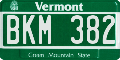 VT license plate BKM382