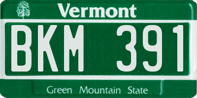 VT license plate BKM391