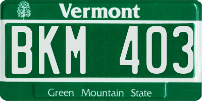 VT license plate BKM403