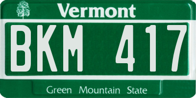 VT license plate BKM417