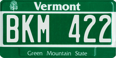 VT license plate BKM422
