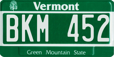 VT license plate BKM452