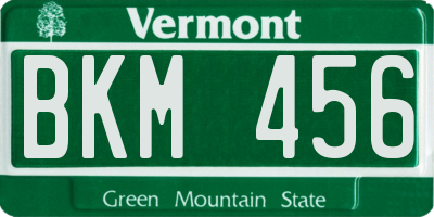 VT license plate BKM456