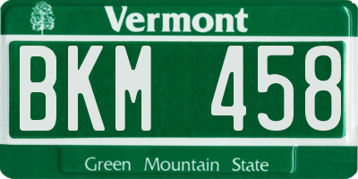 VT license plate BKM458