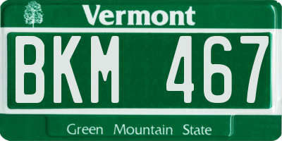 VT license plate BKM467