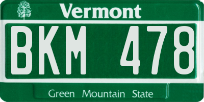 VT license plate BKM478