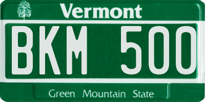 VT license plate BKM500