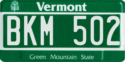 VT license plate BKM502
