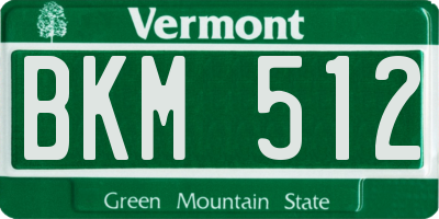 VT license plate BKM512