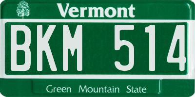 VT license plate BKM514