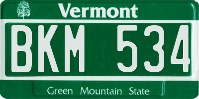 VT license plate BKM534