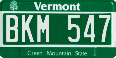 VT license plate BKM547