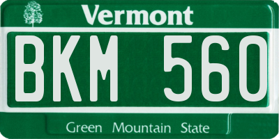 VT license plate BKM560