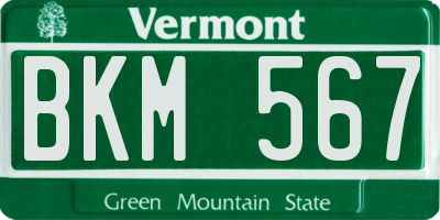 VT license plate BKM567