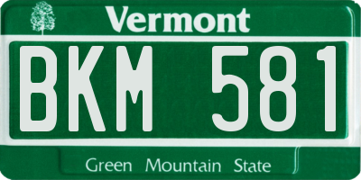 VT license plate BKM581