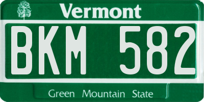 VT license plate BKM582