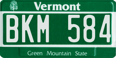 VT license plate BKM584