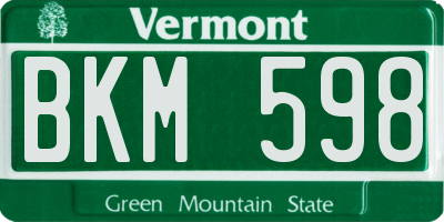 VT license plate BKM598