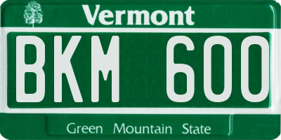 VT license plate BKM600