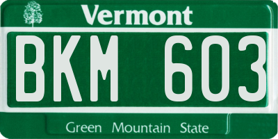 VT license plate BKM603