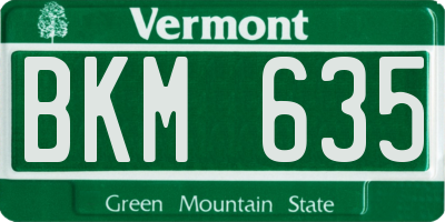 VT license plate BKM635