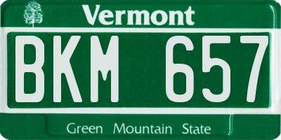VT license plate BKM657
