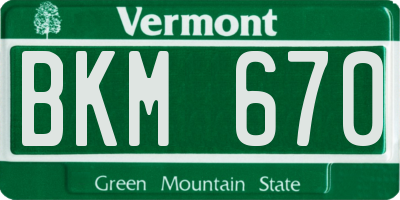 VT license plate BKM670