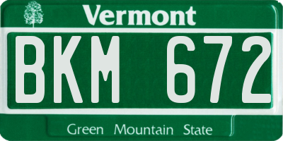 VT license plate BKM672