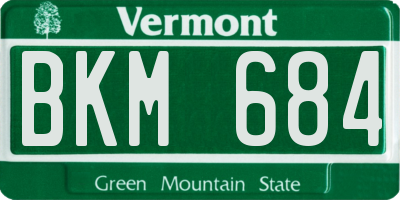 VT license plate BKM684