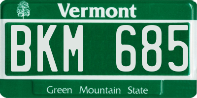 VT license plate BKM685