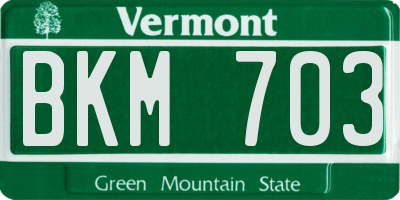 VT license plate BKM703
