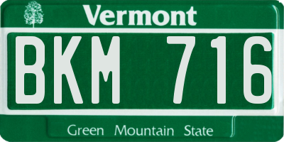 VT license plate BKM716