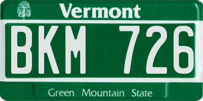 VT license plate BKM726
