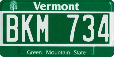 VT license plate BKM734