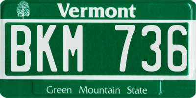 VT license plate BKM736