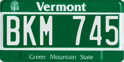 VT license plate BKM745