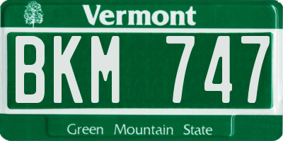VT license plate BKM747