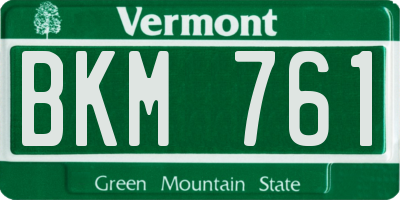 VT license plate BKM761