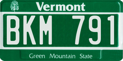 VT license plate BKM791