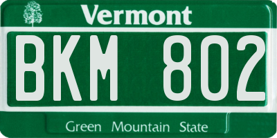 VT license plate BKM802