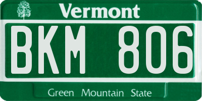 VT license plate BKM806