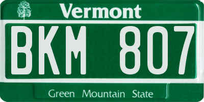 VT license plate BKM807
