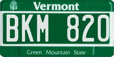 VT license plate BKM820