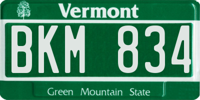 VT license plate BKM834