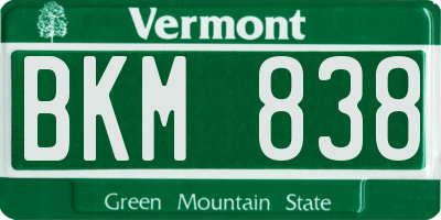 VT license plate BKM838