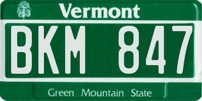 VT license plate BKM847