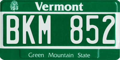 VT license plate BKM852